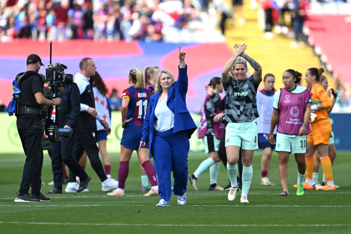 🗣️ Mauricio Pochettino on his message to Chelsea Women ahead of their #UWCL semi-final second leg against Barcelona at Stamford Bridge. 'All the best. I am so happy for Emma, her staff and the players. We were watching their game [the 1-0 first-leg win in Barcelona] before our
