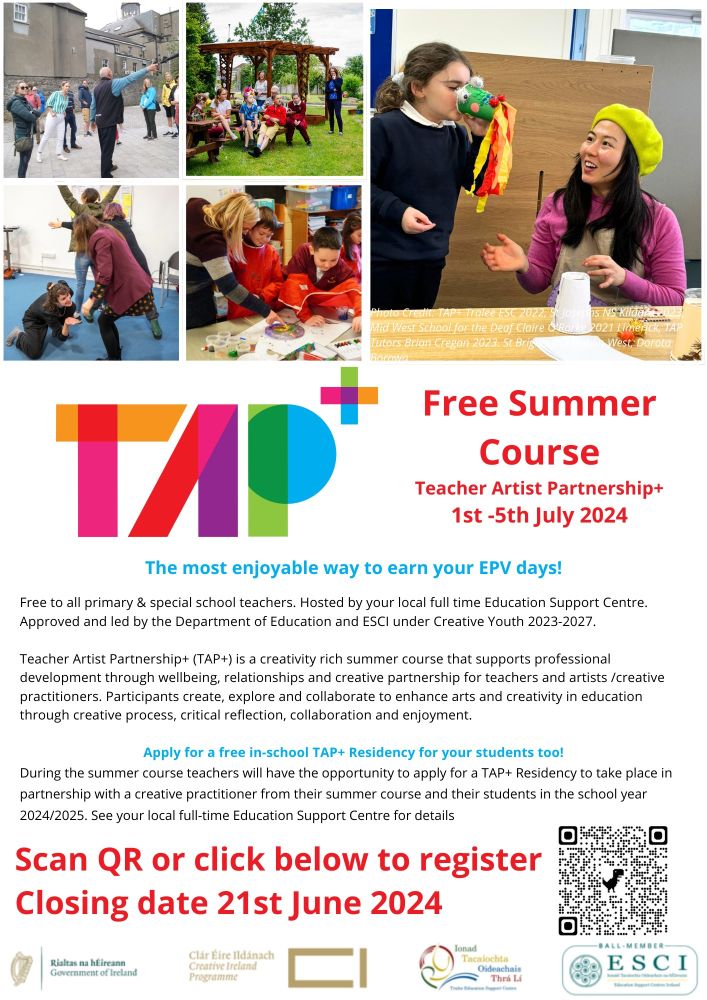 🌈 The TAP+ Summer Course registration is OEPN & currently accepting applications. 📆 Closing Date: 21st June 2024 🎨 Please use the link here to apply: docs.google.com/forms/d/e/1FAI…