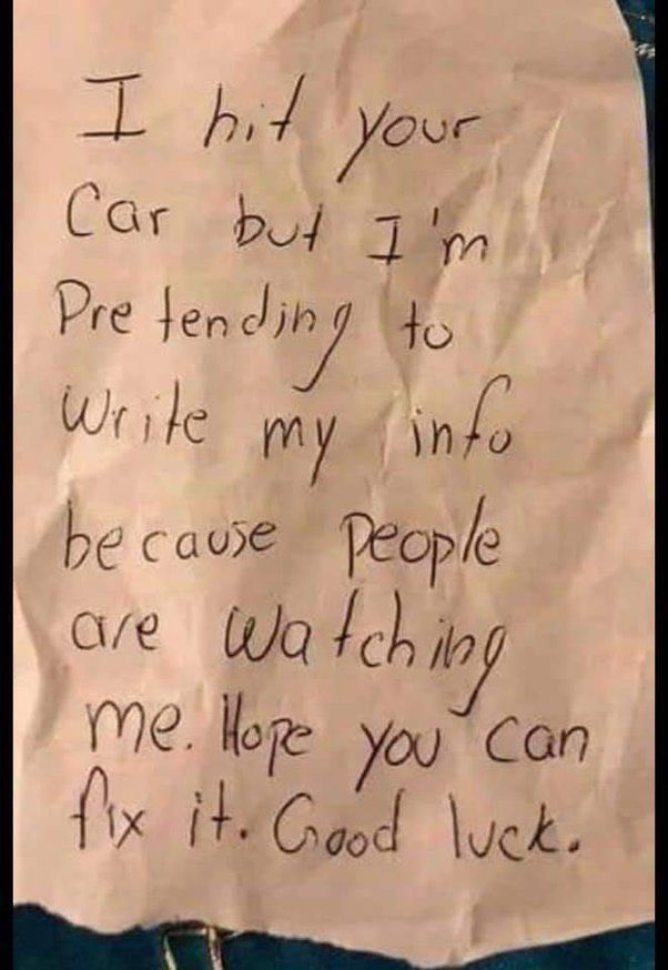 @JimCosta_ @JonJansen77 @costaandjansen @971theticketxyt 
😂😂😂 Costa hits a car and leaves this note now…