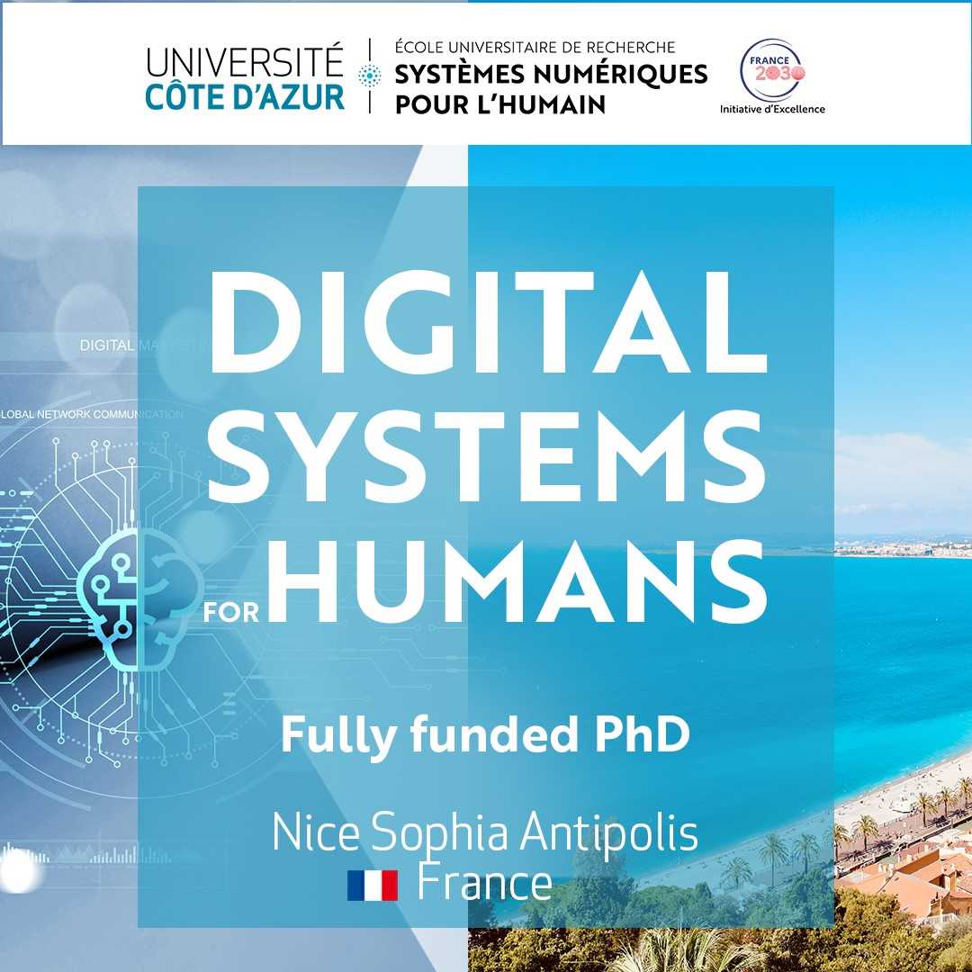 The “Digital Systems for Humans Graduate” school 👩‍💻 from @Univ_CotedAzur 🎓 has launched its 2024-2027 PhD funding campaign 💰

This year 🎓 @unive_cotedazur is awarding 7️⃣ #PhD grants 💰

📅 Application deadline: 6th May 2024

👉 More info : ds4h.univ-cotedazur.eu/education/phd/…