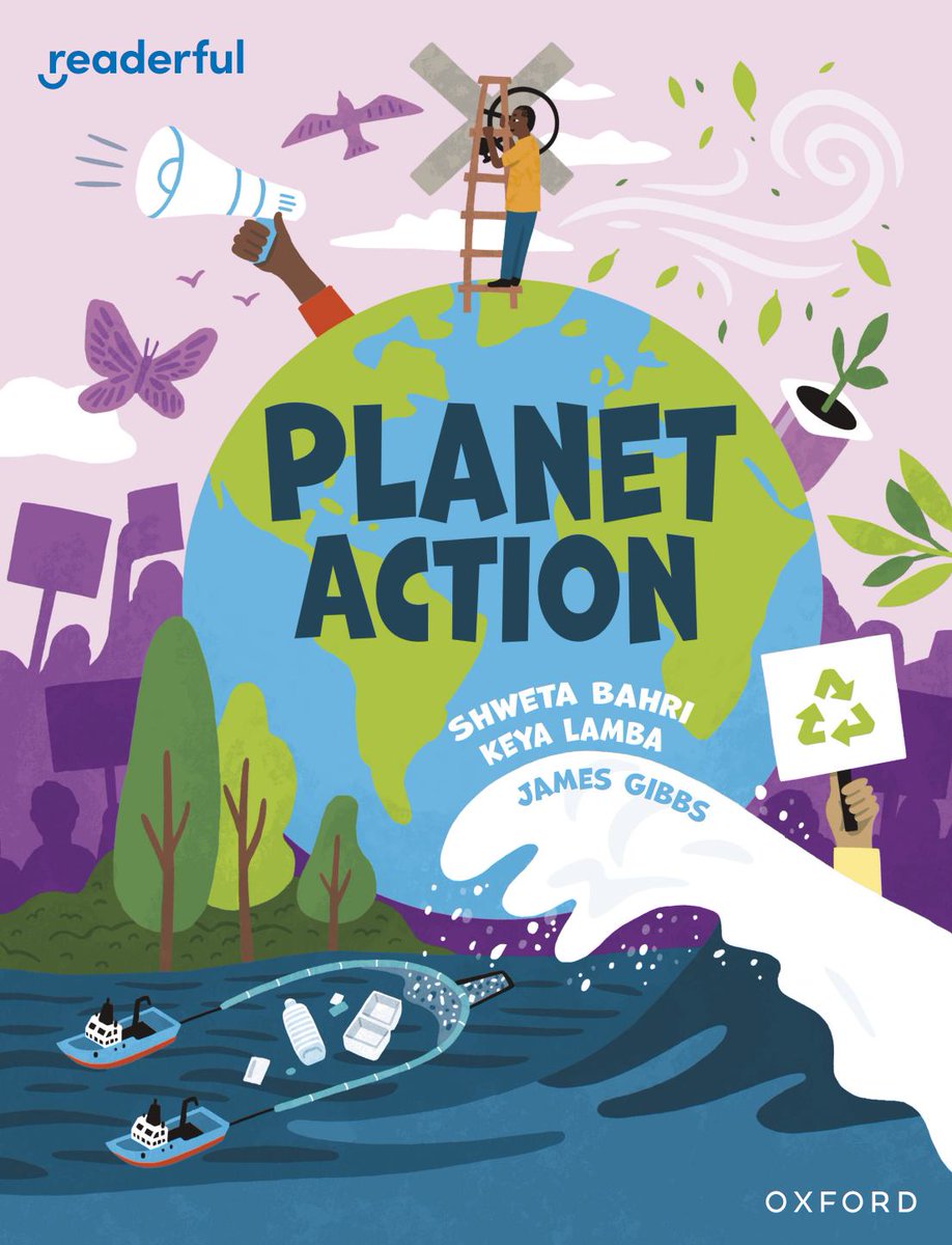 Happy #EarthDay 🌍 Planet Action by <a href="/KeyaLamba/">Keya Lamba</a> and <a href="/TheShweta/">Shweta Bahri</a> joins the #Readerful independent library in June. 🎉 Introduce your pupils to inspirational young climate activists tackling issues like local littering, tree planting, green energy and ocean plastic. #EarthDay2024