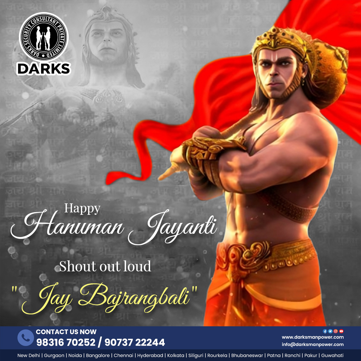 Celebrating the #strength and #devotion of Lord Hanuman that keeps the universe safe and #secured. Happy Hanuman Jayanti.🚩🛕

#hanumanjayanti #hanuman #HanumanJayanti2024 #HanumanJayantiFestival #pawanputra #darksmanpower