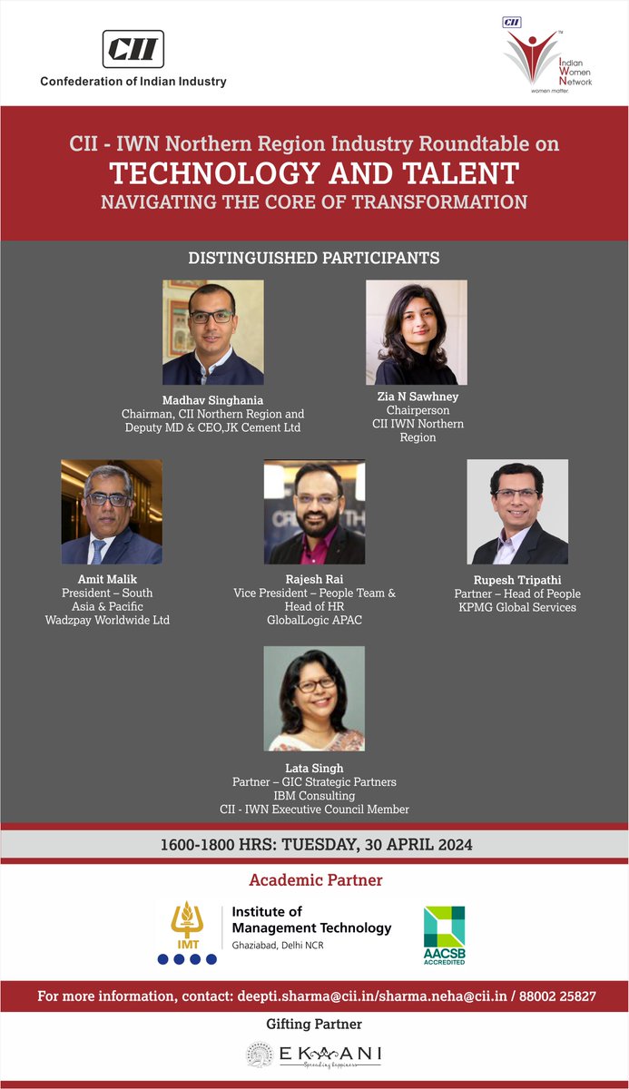 Join us at the exclusive #IWN Northern Region Industry Roundtable on Technology & Talent on Tuesday, 30 April 2024, exploring deliberations on #NavigatingTransformation.

@CIIEvents

#CIIIWN #CII4NR