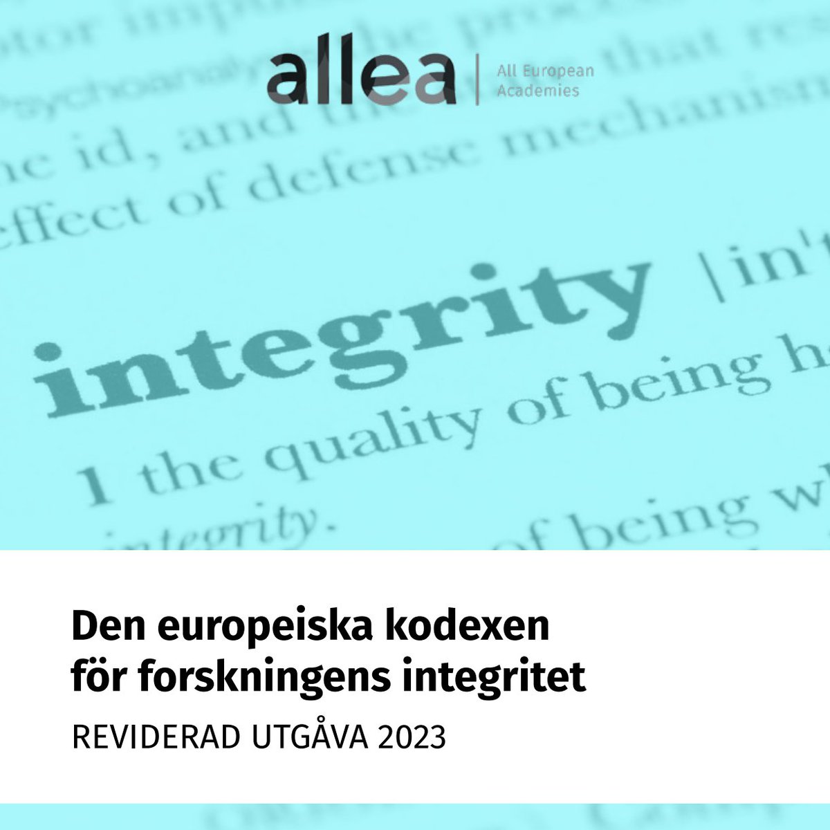 Ny svensk utgåva av 'Den europeiska kodexen för forskningens integritet'. ALLEA, den europeiska federationen för akademier inom vetenskap och humaniora, representerar mer än 50 akademier från cirka 40 EU- och icke-EU-länder. Federationen har nu publicerat en svensk utgåva av…