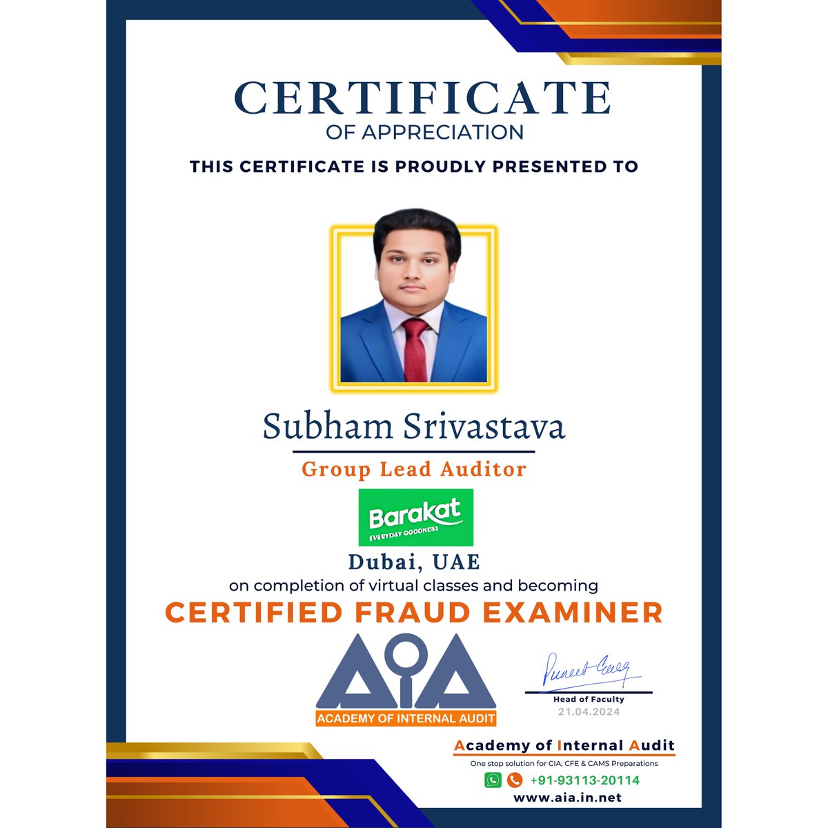 🎉Congratulations to Subham Srivastava, CFE, on attaining the prestigious designation of Certified Fraud Examiner!
🌟Wishing you abundant prosperity and success on your journey ahead!🚀
#Congratulations #success #Congrats #certifiedfraudexaminer #AIA #CAMS #CFE #CIA #CIAChallenge