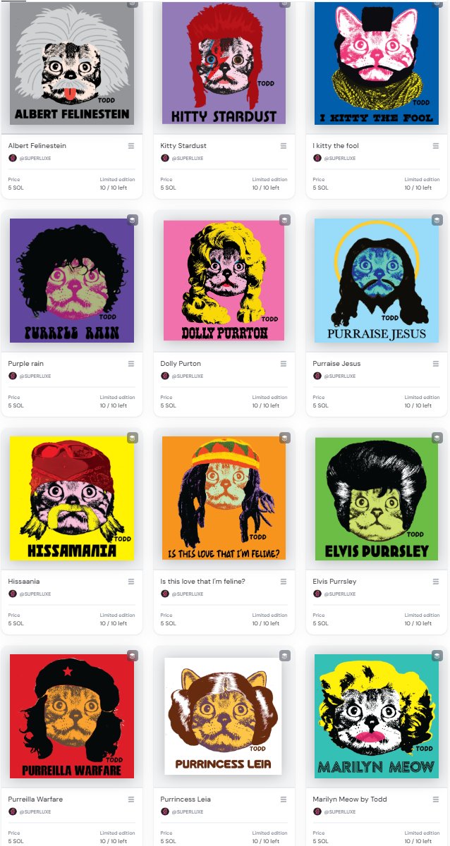 SUPERLUXEIO's tweet photo. As you all know we have teased the new #CATFACES launch!
But they are now available on:
https://t.co/BGKXvWKi7o
There is only 10 of each up for sale!
Grab yourself one for 5 SOLANA make sure to use #CATFACES!
Join our discord: https://t.co/iD8oh5Nwfm https://t.co/toyUyTTlqd
