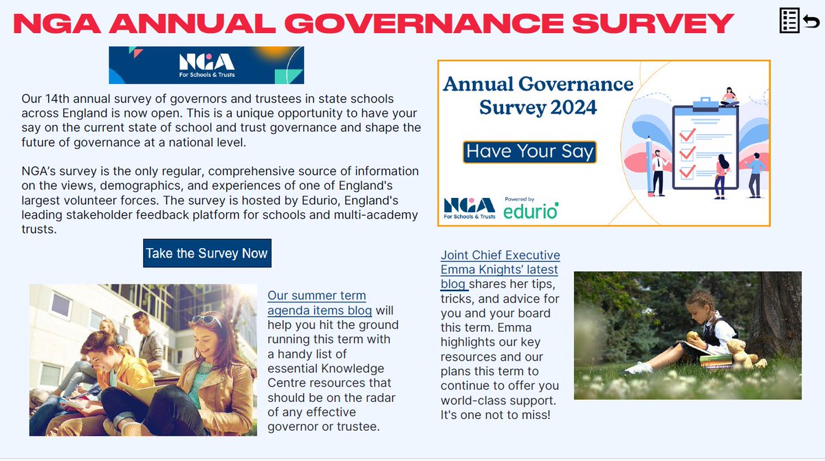 📢NGA Annual Governance Survey 🔗Take the survey now: shorturl.at/GLR59 #HEPMondayBriefing @NGAMedia
