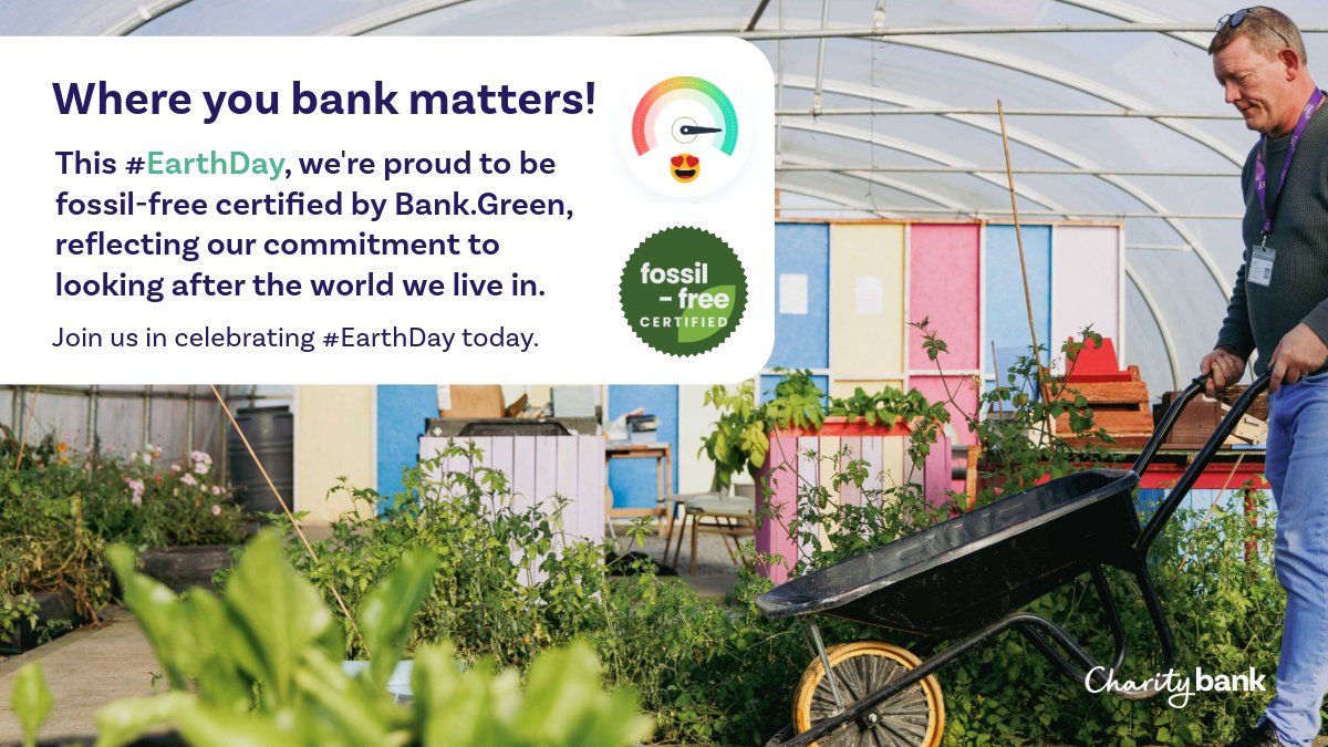 🪴We’re celebrating #EarthDay2024! 🪴 Charity Bank is proud to be a gold standard ethical lender and member of @BankGreen_'s Fossil Free Alliance. Our fossil-free certification demonstrates that our savers’ money is only ever invested in organisations dedicated to positive…