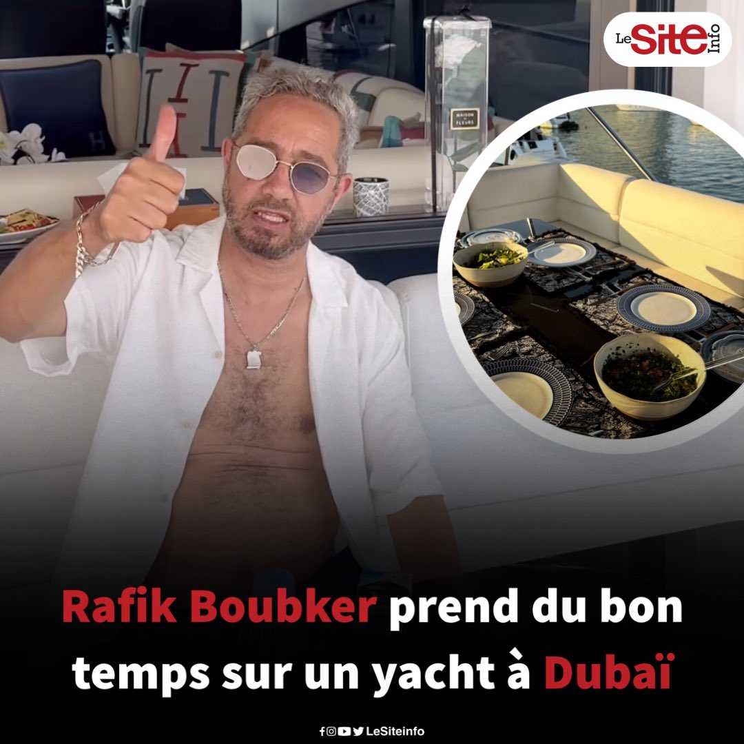 🛥️☀️| Rafik Boubker 🇲🇦 continue de profiter de ses vacances aux Émirats arabes unis 🇦🇪. 

L’acteur marocain est en ce moment à Dubaï avec une poignée d’amis proches. Il a passé son week-end sur un luxueux yacht en mode bronzette et farniente.