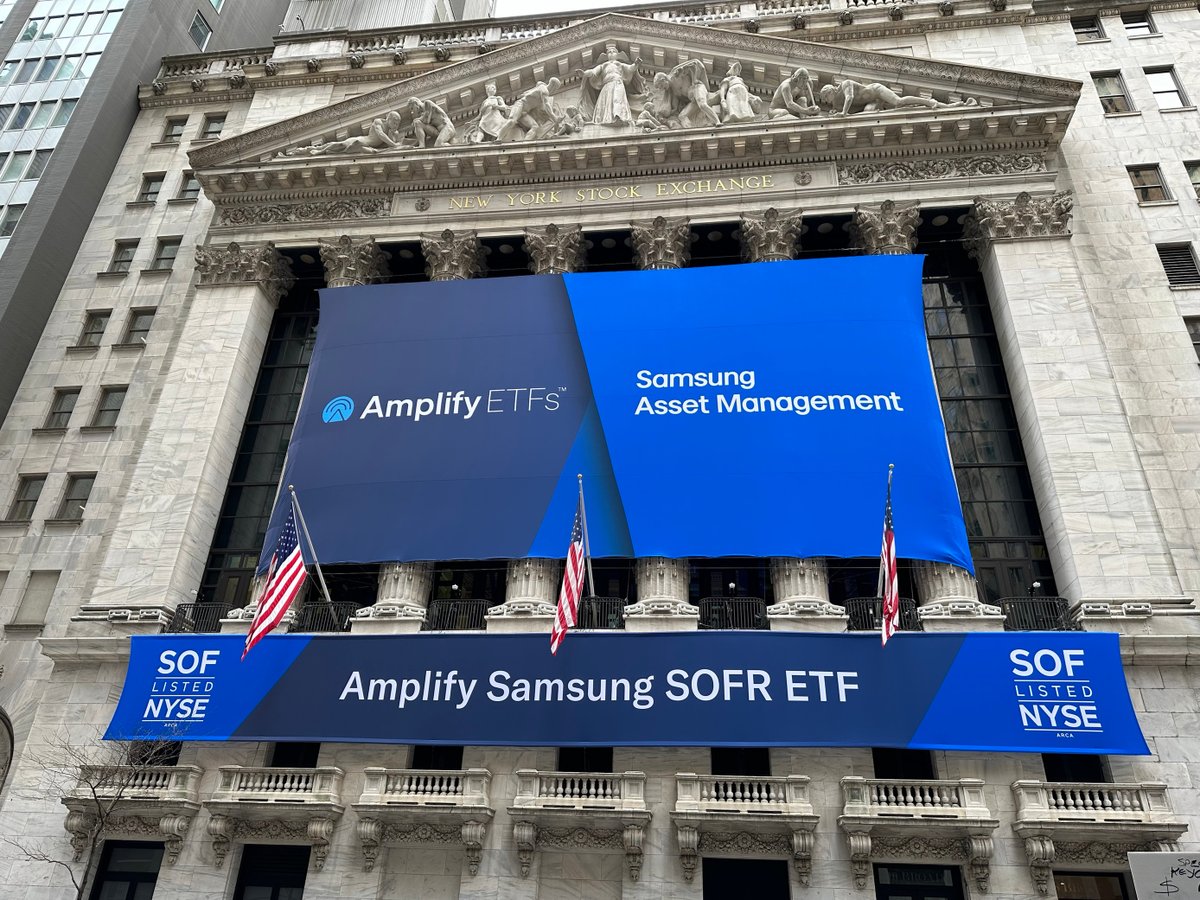 Looking forward to today's NYSE opening bell! Tune in before 9:30am ET to celebrate with us! SOF: Amplify Samsung SOFR ETF bit.ly/3QblJF5 @NYSE #NYSE #SamsungAssetManagement #SOF