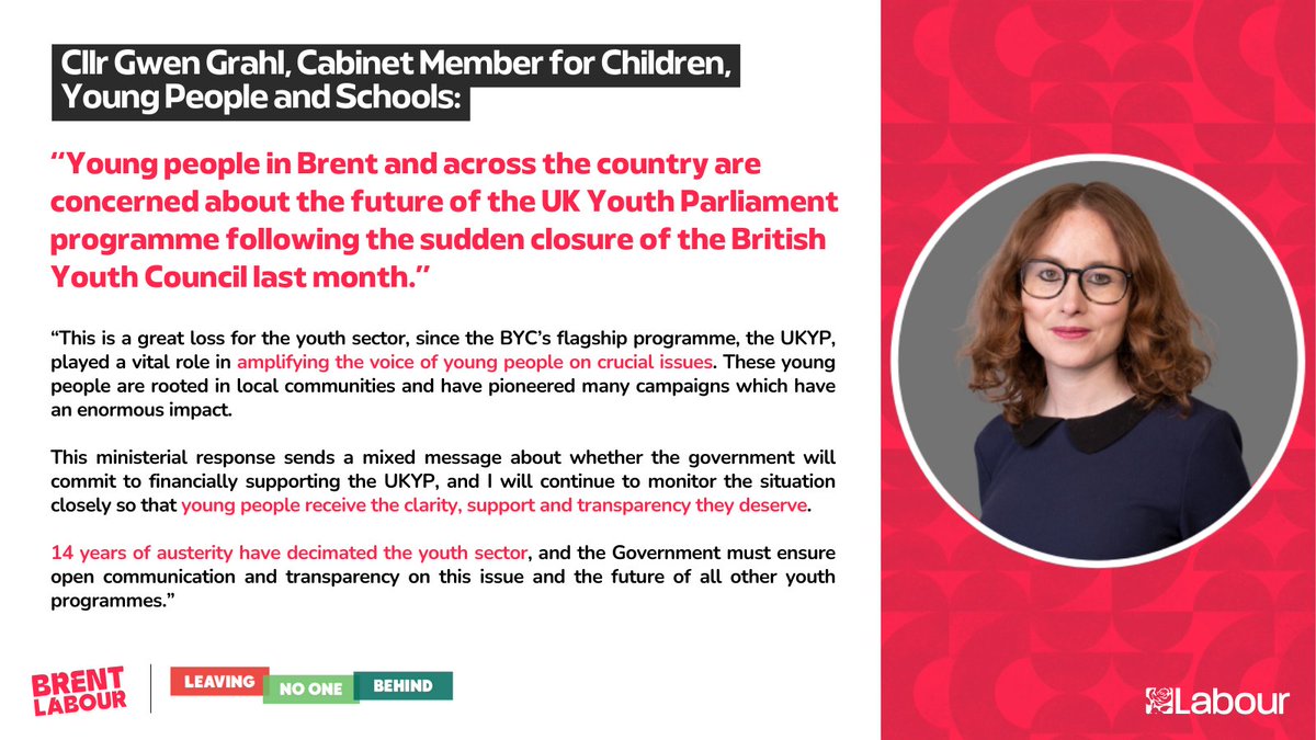 Cllr Gwen Grahl, Cabinet Member for Children, Young People and Schools, responds to concerns about the future of the UK Youth Parliament programme following the sudden closure of the British Youth Council last month: