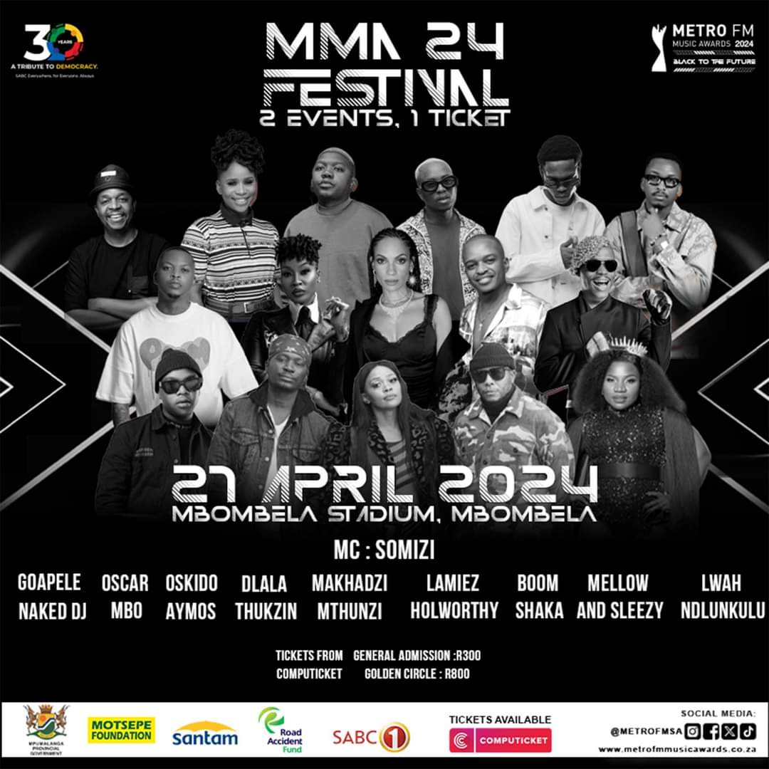 MMA 24, dikitika line thikhithi nnthihi yo katela maduvha mavhili a vhutambo uvhu, kha vha diwanele thikhithi yavho nga mutengo wa fhasi computicket general ticket R300 Golden Circle nga R800. Fhethu : Mbombela Stadium Duvha : 27 April 2024