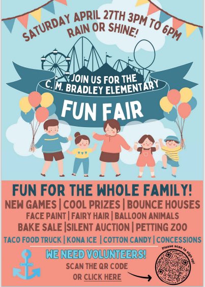 Fun For The Whole Family… This Saturday April 27th 3-6pm We are still looking for a few more Volunteers 🎈🌞🎡