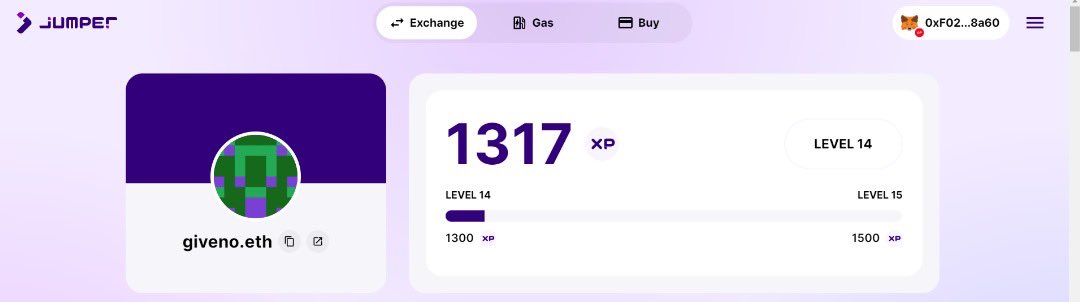 givenoxbt's tweet photo. How to scale up your Jumper @jumperapp XP level

smol thread 🧵 

*First you need gas on the chains listed on Jumper!

*Go here; https://t.co/X7LG4k0jPr @gasdotzip you can literally refuel to the most obscure chain with this tool 

* Select chain to send from on the right; Arb, Optimism, Base etc and on the left select the chains to send gas to… You can send $2 to each chain and they can all be sent in 1 transaction saving you gas ⛽️

* On each chain swap or wrap to any token using https://t.co/wweEyZ7uJ2 wrapper 

With this route you can hit all the available chains and get a high score for chain_oor and swap_oor

* Visit Debank @DeBankDeFi follow JUMPER/LI.FI and collect the available badges 

https://t.co/gLKSWiGqE6

https://t.co/7B7vUA06XV

You can complete some galxe quests from partner projects if you have time on your hands, I always update here when there’s a new one; https://t.co/EERgFMDFrd

Finally use Jumper frequently, I’m currently farming Enso @EnsoFinance Odos @odosprotocol Matcha @matchaxyz etc with Jumper. 

Will keep updating from time to time so follow, like and retweet for more