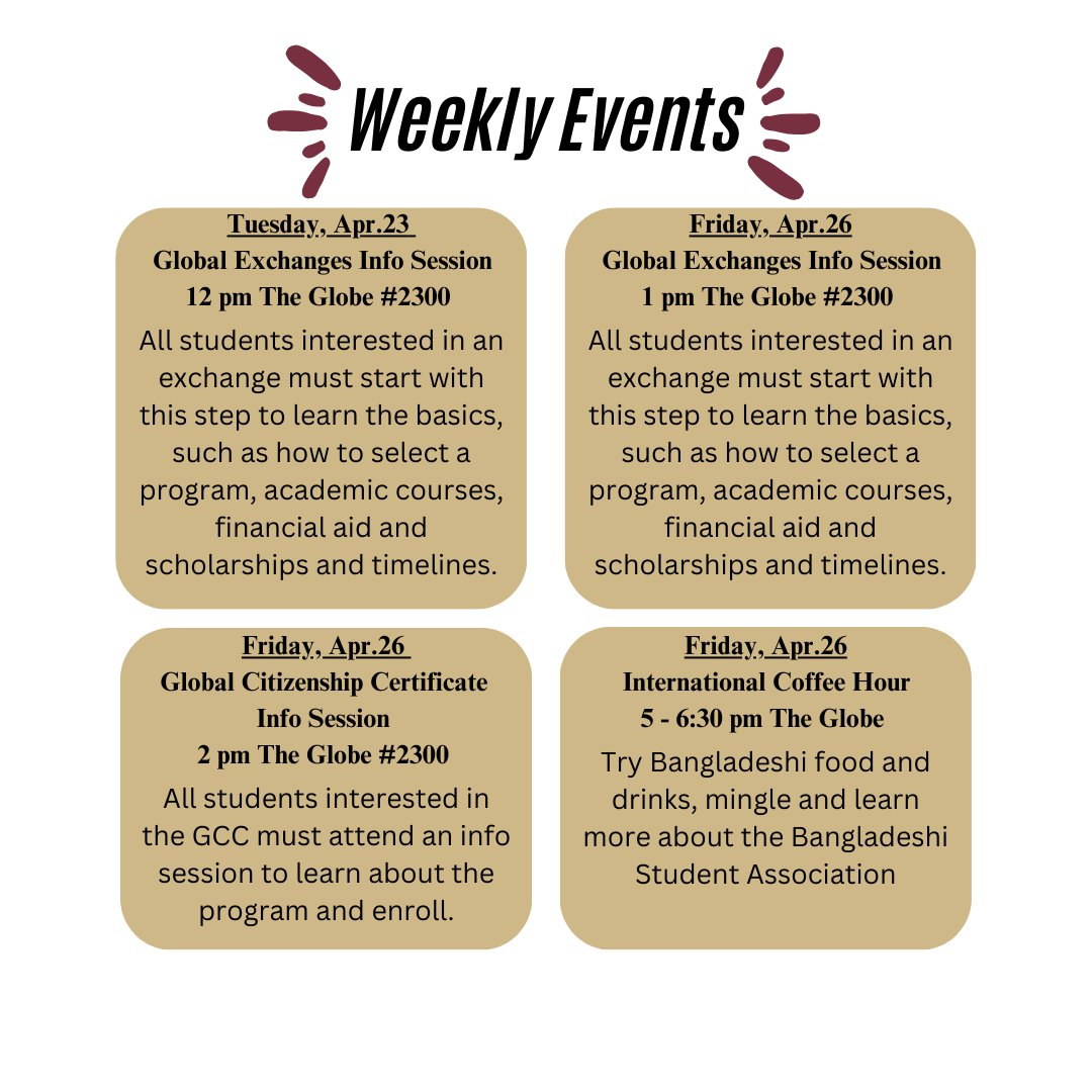 This week with FSU Global! 🌏 🗓