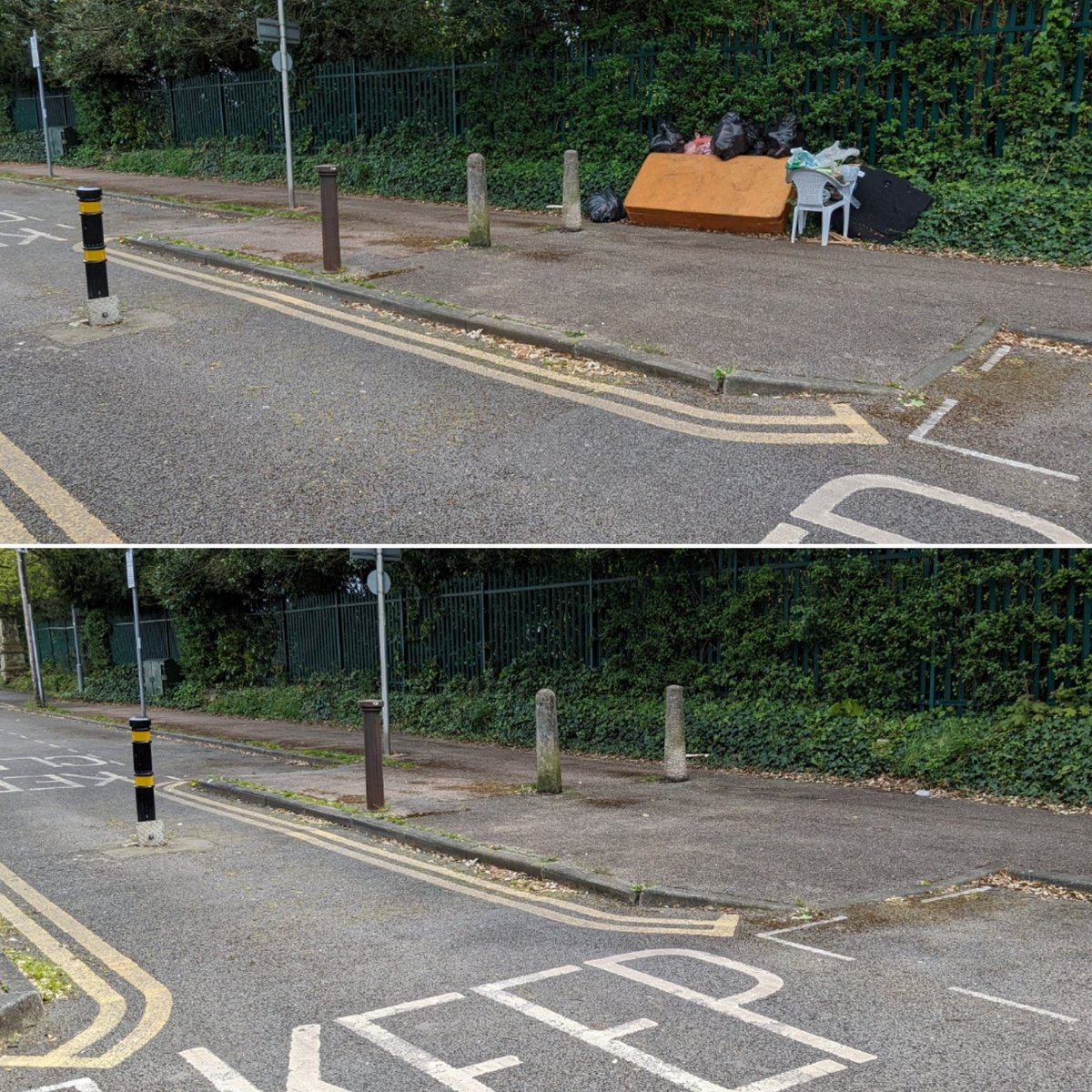 Now you see it, now (within 2hrs of reporting) you don't... Thanks @ContactKingston @RBKingston for clearing this Bonner Hill Road flytipping so speedily today! #Norbiton