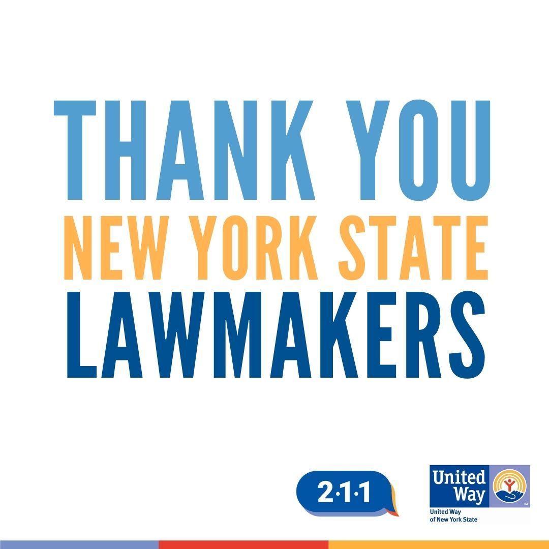 The 2024 #NYSBudget secures $2.4M for 211's network in New York State! Grateful to @GovKathyHochul the @NYSenate & @NYSA_Majority for investing in vital info services. Special thanks to @SenatorHarckham Assemblywoman Donna Lupardo & Assemblyman Andrew Hevesi for their advocacy!