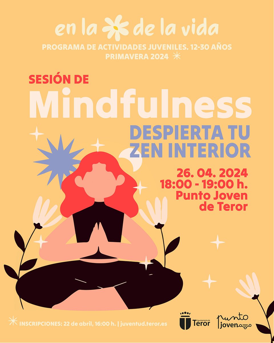 JUVENTUD‼ presenta la programación de abril, mayo y junio «En la 🌼 de la vida», con una amplia oferta de actividades gratuitas🎯.💥 Las inscripciones para Mindfulness ✨ «Despierta tu zen interior»🧘‍♀️, se abren este lunes 22, a las 16 h. #teror #PuntoJovendeteror