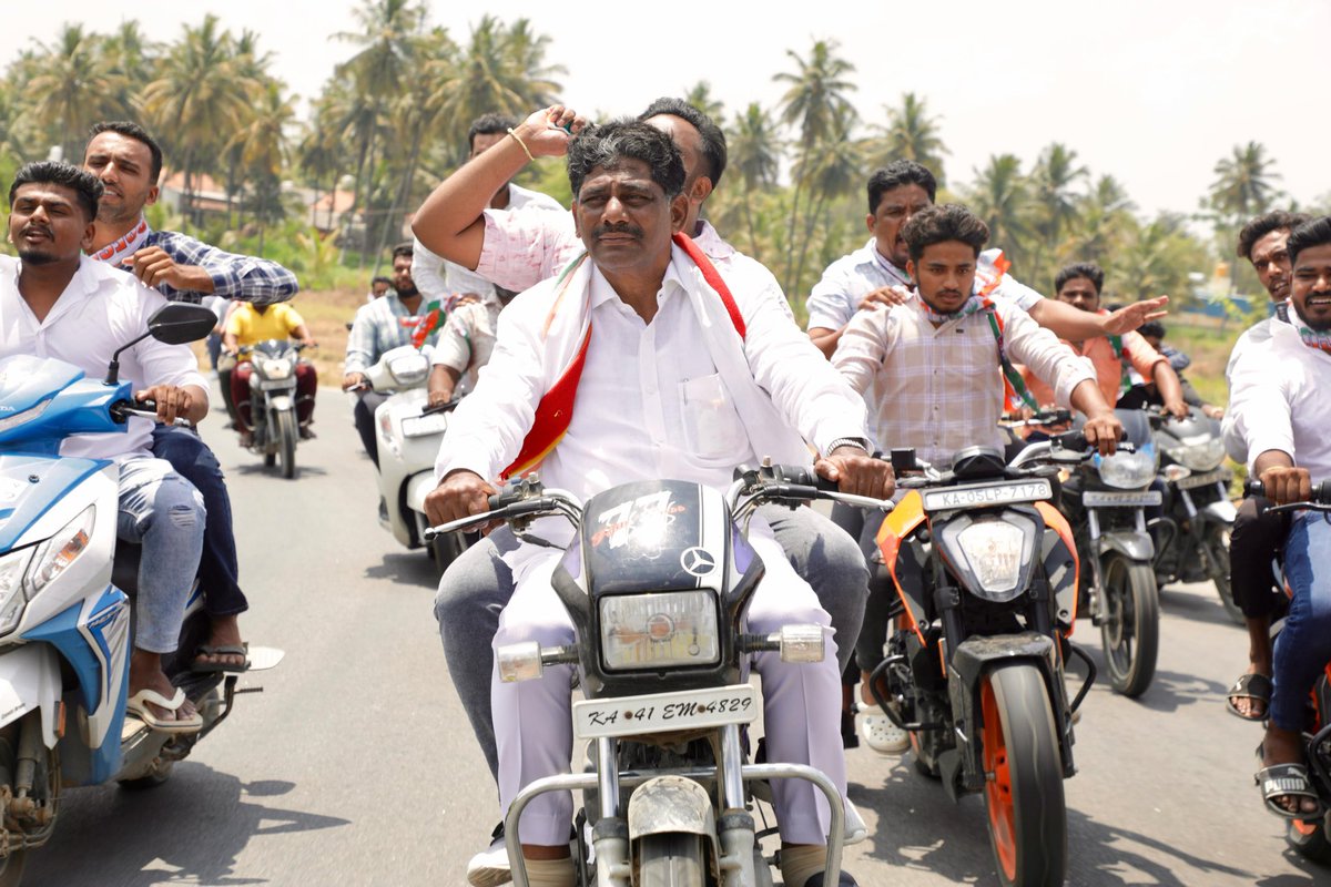 Bangalore Rural Lok Sabha constituency Congress candidate D K Suresh campaigning in Kanakapura. He is pitted against BJP-JDS candidate Dr Manjunath, former PM H D Deve Gowda’s son-in-law.