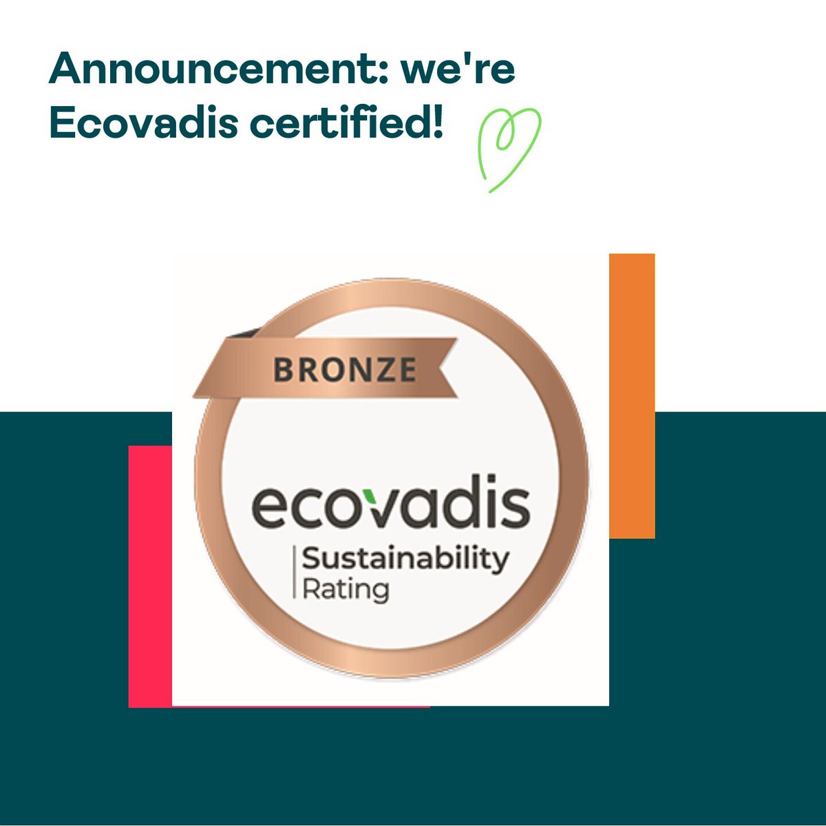 🚨Announcement!🚨 We're delighted to be Ecovadis certified! While we have maintained our Bronze Sustainability Rating, we're thrilled to have made changes within our positioning. We now rank ahead of 81% of companies rated by Ecovadis! #dowhatmatters #regenerativesustainability