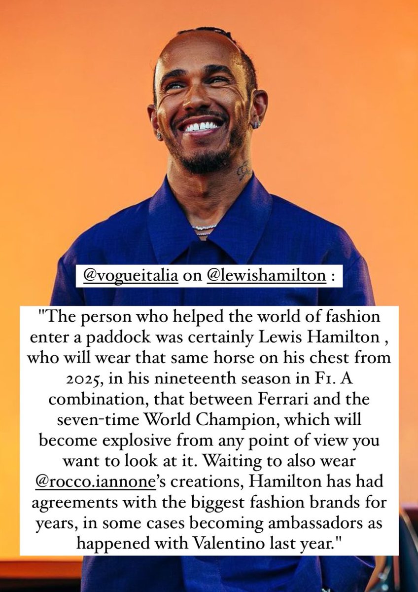Vogue Italia said we WILL include @LewisHamilton even though the shoot is with Lec and Carlos