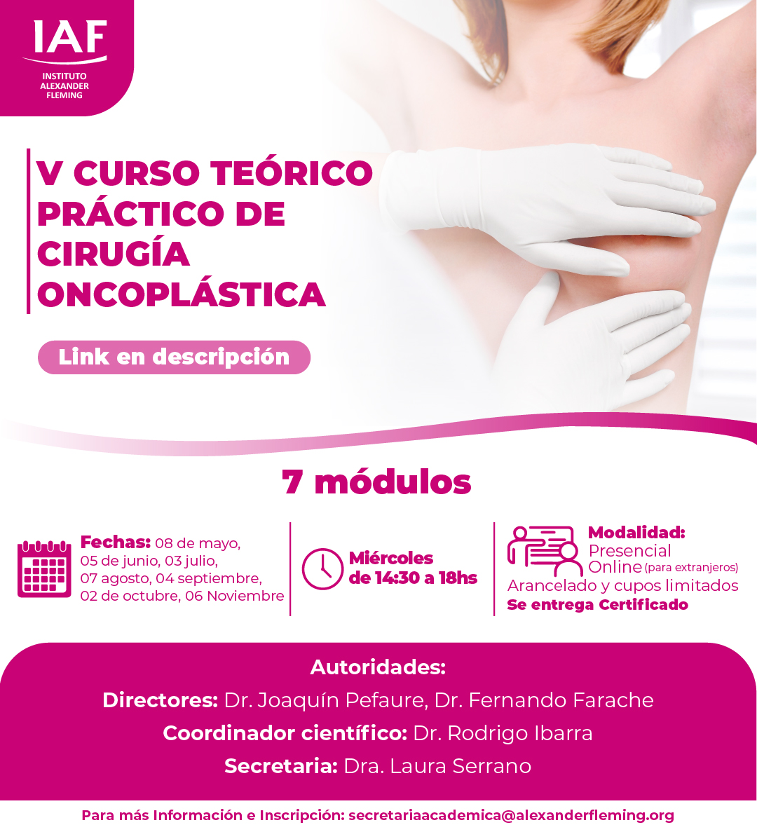 V Curso Teórico Práctico de Cirugía Oncoplástica ¡No te pierdas esta nueva edición! Modalidades: Presencial Online (para extranjeros) Cupos limitados. Inscribite ahora desde el siguiente link:h9uh5i0t.forms.app/inscripcioncur… ¡Te esperamos! #cirugiaoncoplástica #curso #medicina #salud