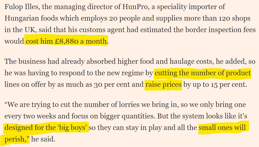 ⚠️Brexit border latest ⚠️ -- the 'capped' charge of £145 per commodity group for new border charges hides fact that small businesses will face costs of £000s/per month. Defra accused of ignoring fears -- my latest via @ft with @William_Bain @marco4gione ft.com/content/6d0865…