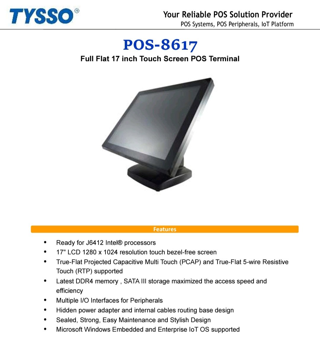 Introducing the new 17" flat touch screen POS from Tysso...