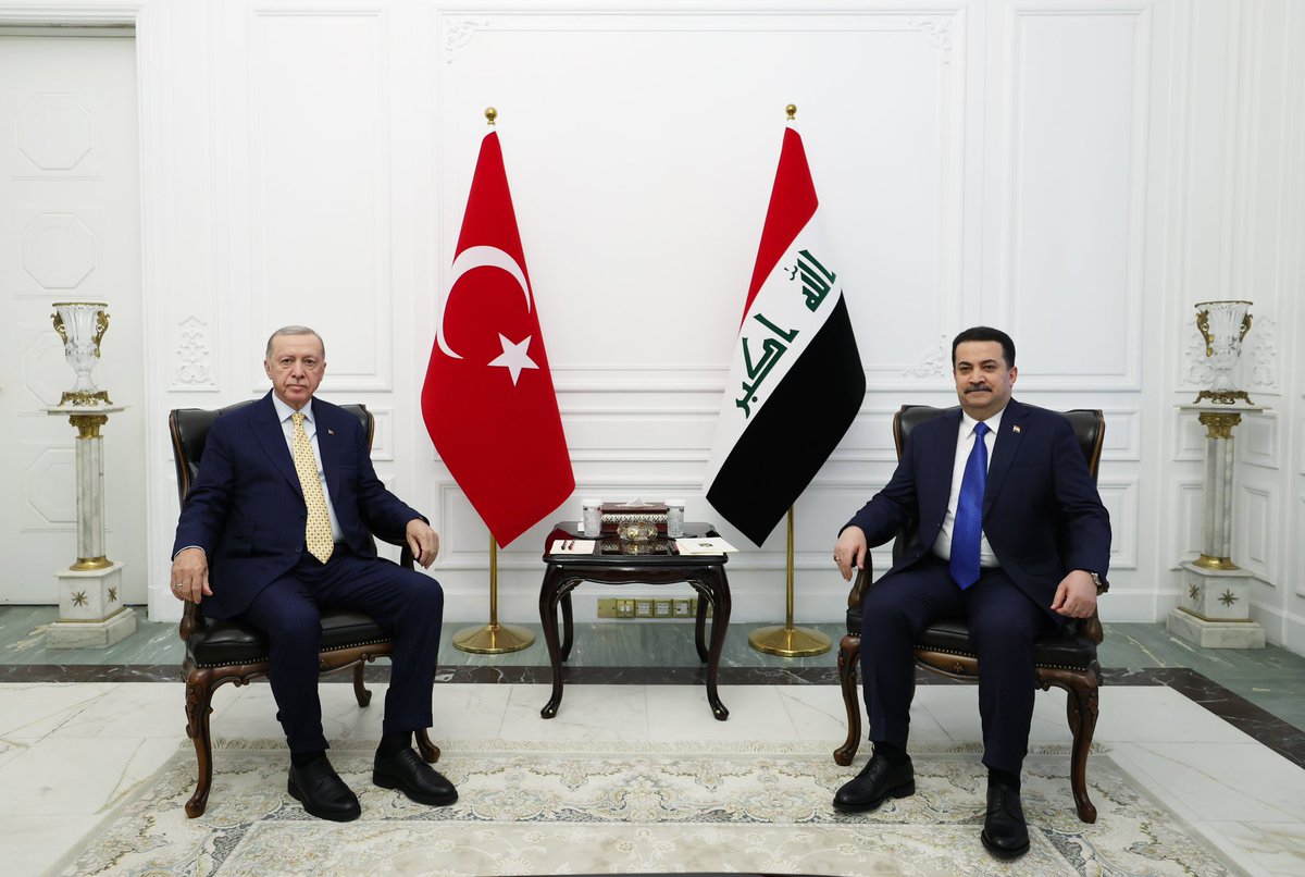 President @RTErdogan, who is in Iraq for an official visit, met with Prime Minister Mohammed Shia Al Sudani of Iraq.