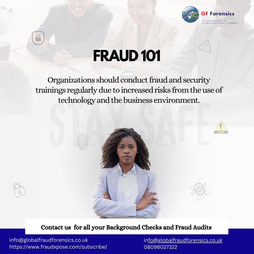 Conducting regular fraud and security training is essential in today's technology-driven business environment to mitigate the increased risks effectively.

#globalfraudforensicsconsultinglimited #fraudxpose #FraudPrevention #FraudDetection #CyberSecurity #BusinessSecurity