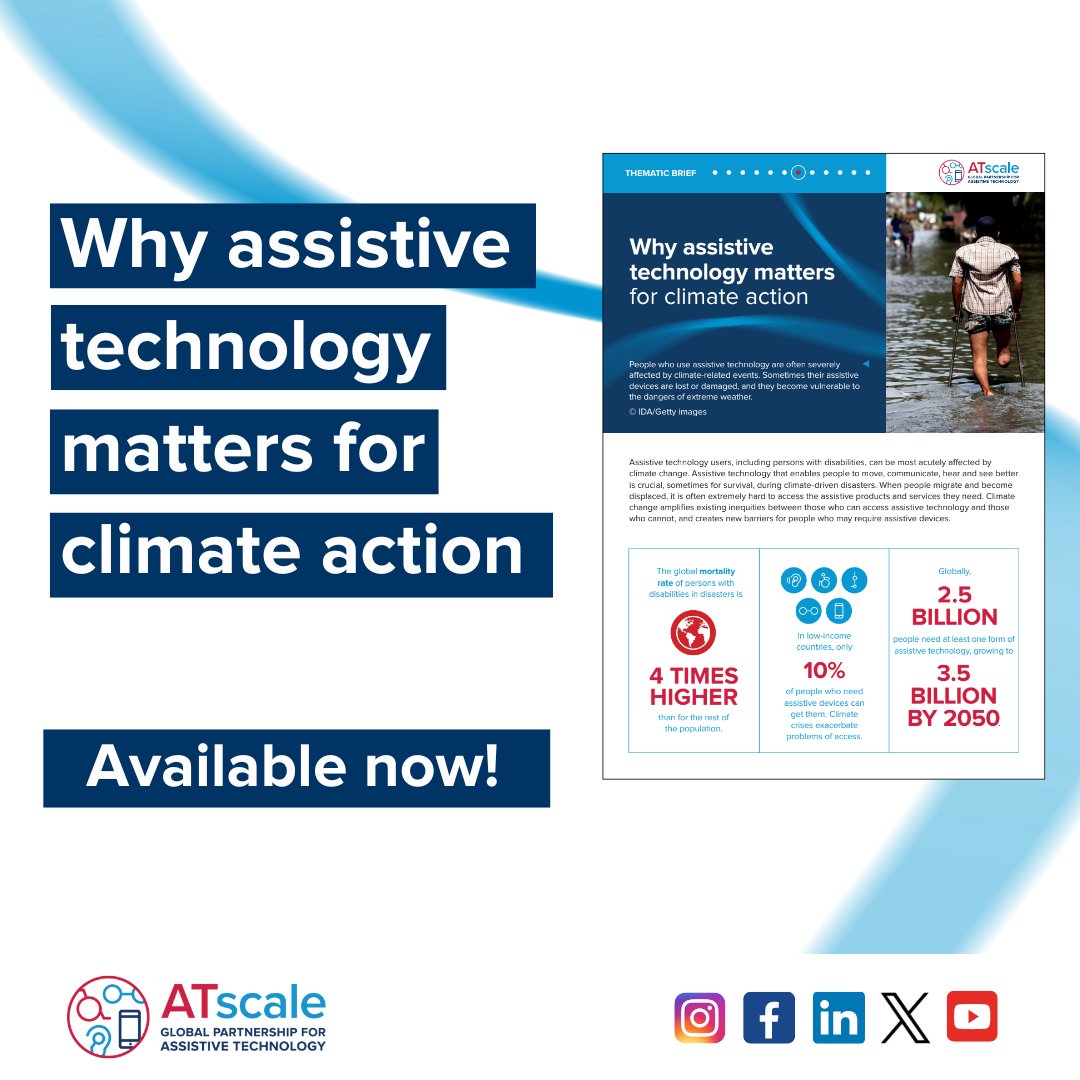 There can be no climate justice without universal access to #AssistiveTechnology... Today is #EarthDay & we are delighted to share our thematic brief on why assistive technology matters for #ClimateAction 🌎🌳 Access the brief & accessible versions here: tinyurl.com/2jvmdffb