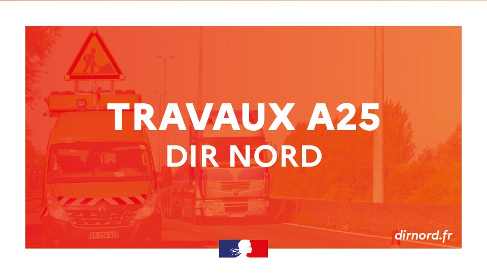 🚧Travaux DIR Nord sur l'A25, secteur d'Erquinghem-Lys, la nuit du 22 au 23 avril 2024 de 21h à 6h.

Un basculement de circulation sera mis en place.

Plus d'infos : www-maj.dir-nord.e2.rie.gouv.fr/travaux-a25-er… 

#dirnord #A25 #ErquinghemLys