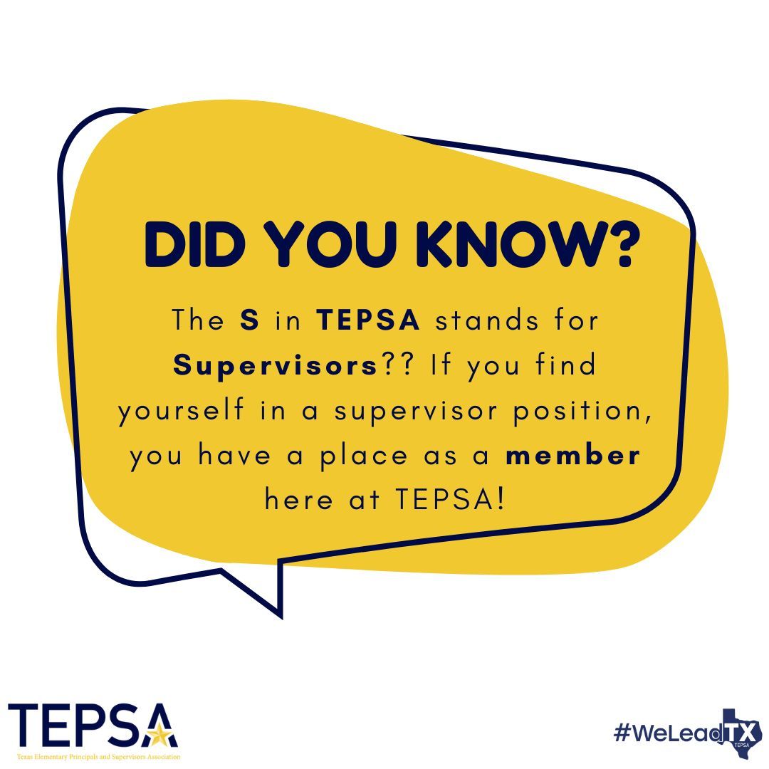 Did you know??? Tag a Supervisor who needs to know too! We have a Spring Membership Offer going on right now (until May 31st) where you can join at a special rate and have your membership good through 2025! Check it out: tepsa.org/membership/spr… #WeLeadTX #TXed #supervisor