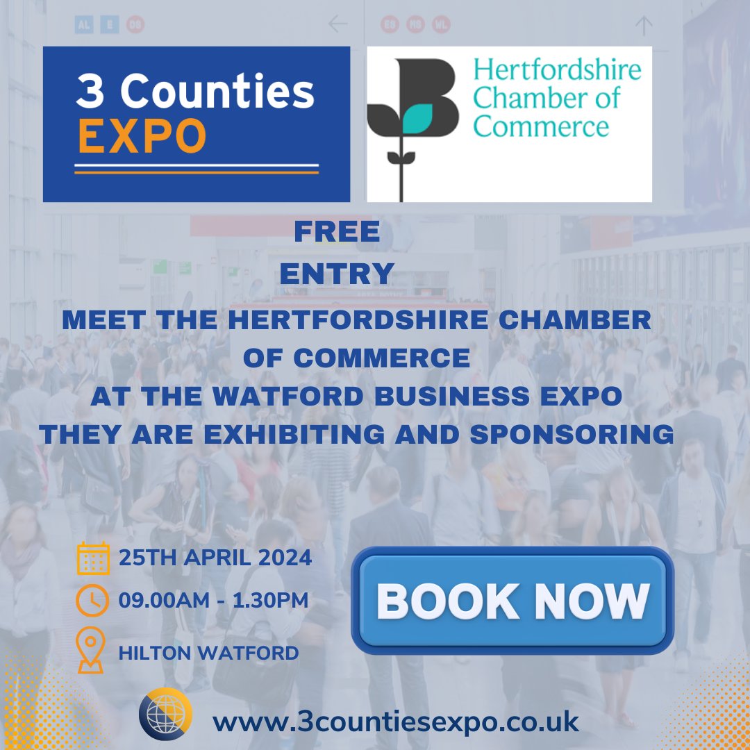 Meet our exhibitor and sponsor Herts Chamber 
Find out more about how they can support your business
Follow @hertschamber

Book your free ticket here
bit.ly/watfordexpo24

#watford #watfordbusiness #businessnetworking #hertfordshire #hertfordshireevent #watfordevent