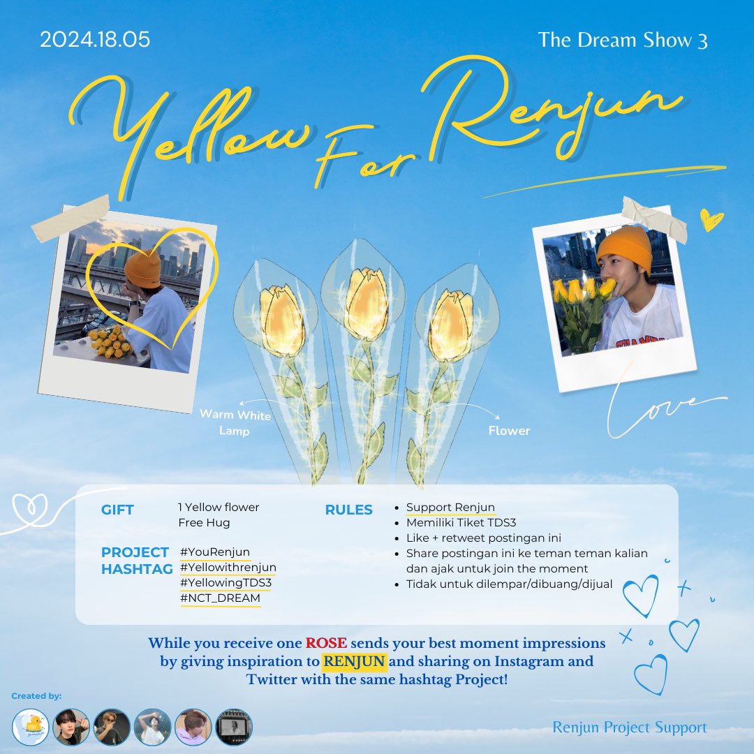 hayukmainyukk's tweet photo. !! PROJECT SUPPORT RENJUN !! 

*･ ☆ 💛 Yellow for renjun 💛 ☆･*

Yellow rose support for renjun
Let’s make a beautiful memory to get better well soon renjun 🌹

1000++ flowers with mini warm white light

#YouRenjun #Yellowithrenjun #YellowingTDS3 #TDS3inJakarta #NCT_DREAM https://t.co/0YDgsNxyyX