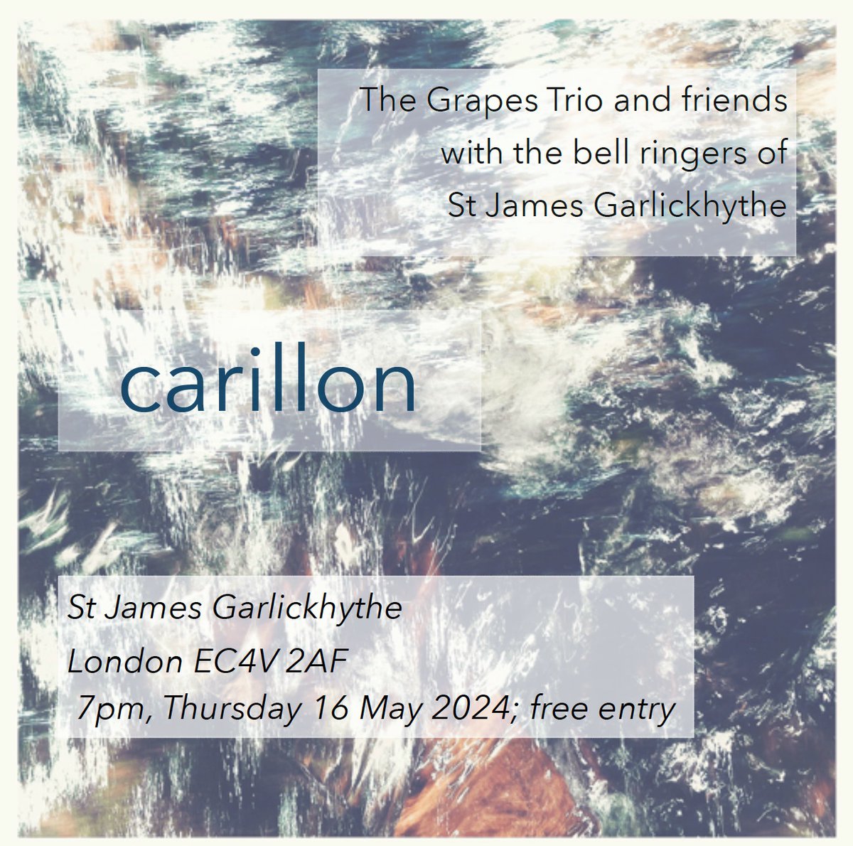 A reminder of the Grapes Trio open call for musicians, soundandmusic.org/oppo.../the-gr… If you would like to join, please contact by DM. All instruments are welcome. 7pm, 16 May, St James Garlickhythe, London
