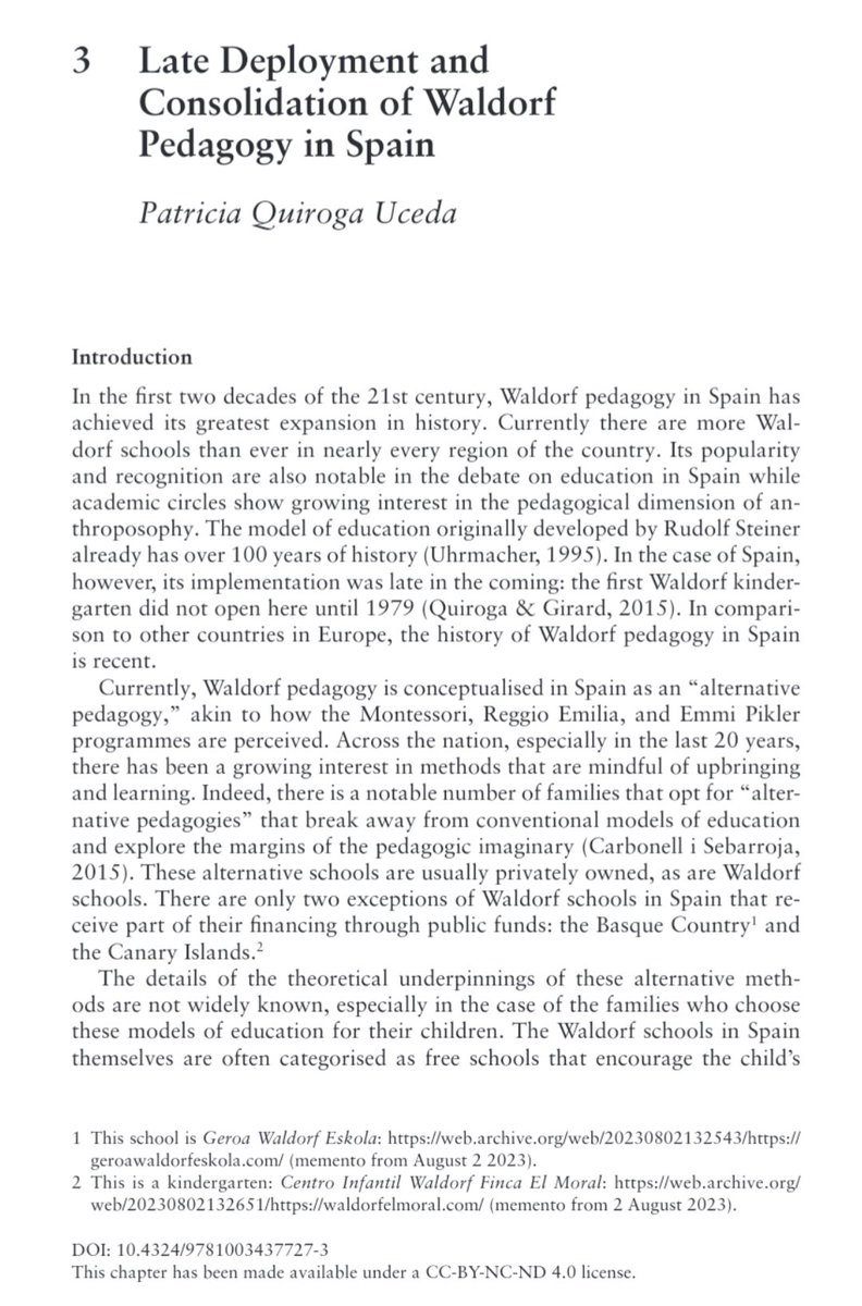📚Patricia Quiroga (<a href="/Patricia_Quirog/">Patricia Quiroga</a> ) investigadora del <a href="/CCyPE_UCM/">Cultura Cívica y Políticas Educativas (grupo UCM)</a> acaba de publicar el capítulo "Late Deployment and Consolidation of Waldorf Pedagogy in Spain" en la editorial <a href="/routledgebooks/">Routledge Books</a>. ¡Enhorabuena compañera! Puedes encontrarlo aquí: taylorfrancis.com/chapters/oa-ed…