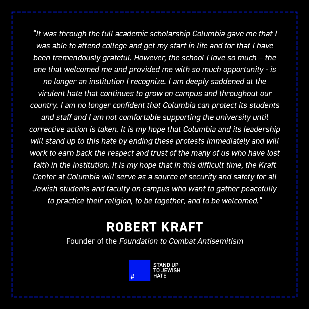 A statement from <a href="/FCASorg/">Foundation to Combat Antisemitism</a> Founder Robert Kraft.