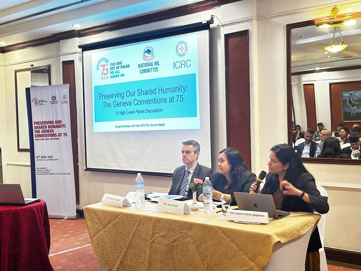 In the lead up to the 75th Anniversary of the Geneva Conventions, we organized in Kathmandu, a high level panel discussion on ‘Preserving our Shared Humanity: the Geneva Conventions at 75’ in partnership with the National IHL Committee and SATS IHL Forum of Nepal. #GC75