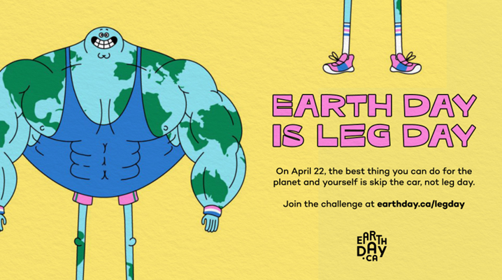 Happy #earthday! The Earth Day Leg Challenge is a fun way to practice sustainable travel: earthday.ca/april-22 La campagne média du #Journeedelaterre, c'est une façon amusante de pratiquer le voyage durable : jourdelaterre.org/qc/22-avril/ca…
