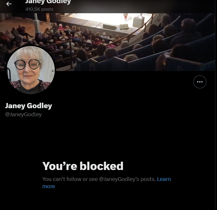 Getting blocked for saying that you believe that girls should be told that being a girl shouldn't stop them from having any ambition or from doing any job they want.