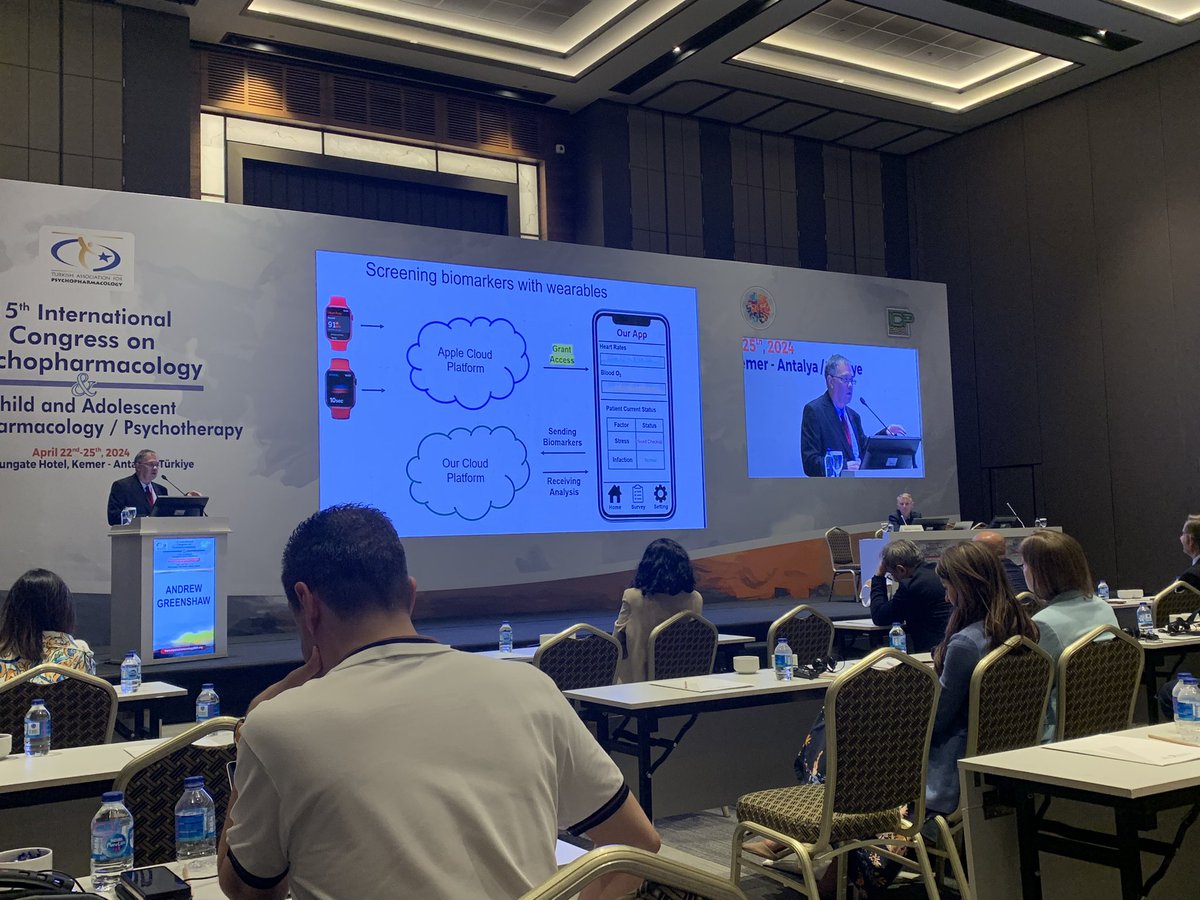 Live now: Andrew Greenshaw (Keynote) explains how AI monitoring smart watch and smart phone health data can now detect failing health and set off alerts; may help in pandemics also; they use Apple Cloud and AI surveillance (patients have to agree to this!) #icp2024