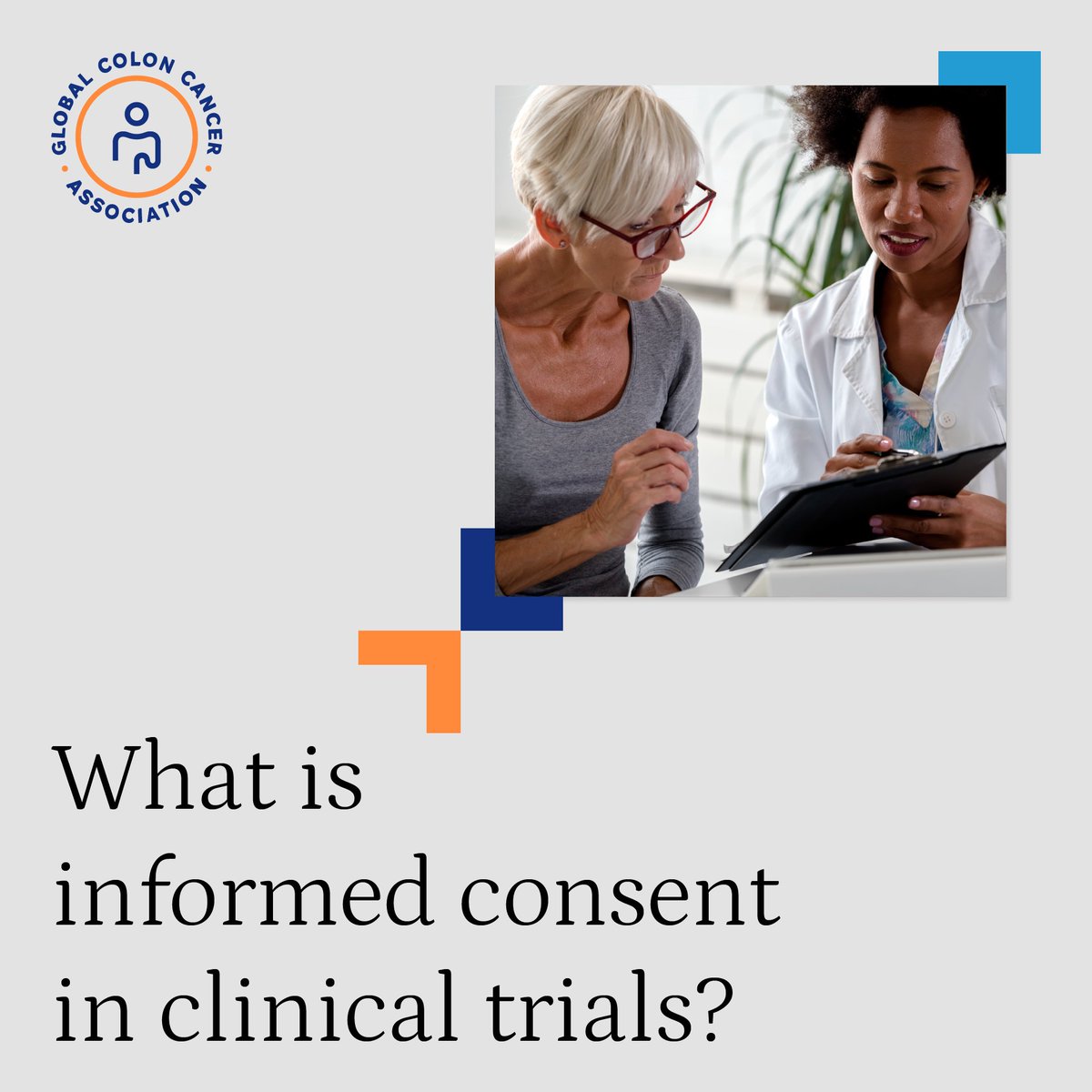 Informed consent is the process in which patients are given important information, including possible risks and benefits, about a medical procedure or treatment, testing, or clinical trial. gcca.info/CTA_Informed_C… #colorectalcancer #clinicaltrialawareness