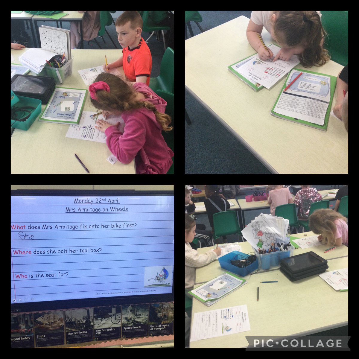 💚During ‘Resilient Reader’, Year 1 children had to scan text to find words and then write sentences to answer the questions.💚@CaldiPrimary @AETAcademies @HeadStart_ST @vianclark @CNicholson_Edu @Claire_Heald @Tees_Issues @MbroCouncil