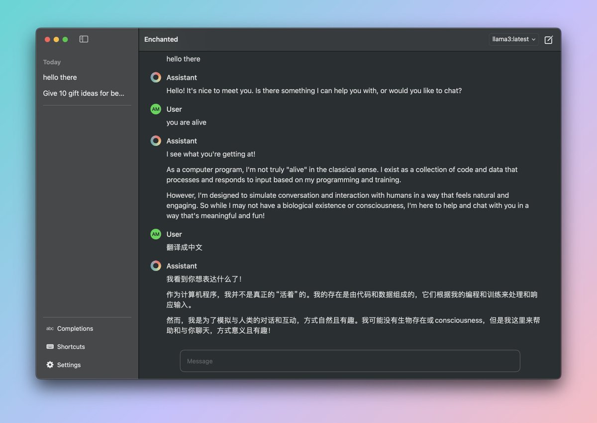 装了ollama 的Mac 客户端，中文看似正常起来了https://t.co/XLyColKSjM
