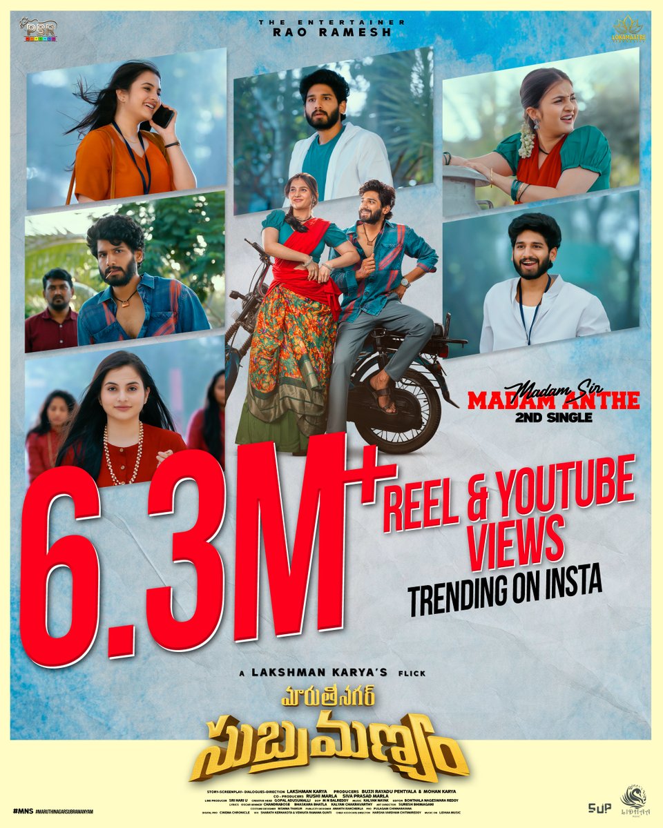 hank you for this immese love and support to Our “Madam Sir Madam Antey” 😇💫 🎉Trending🎉 Thanks for all the love ❤️ Song Available on all Platforms 🎵🎵 @lakshmankarya @sidsriram @bhaskarabhatla #MaruthinagarSubramanyam #madamsirmadamanthe