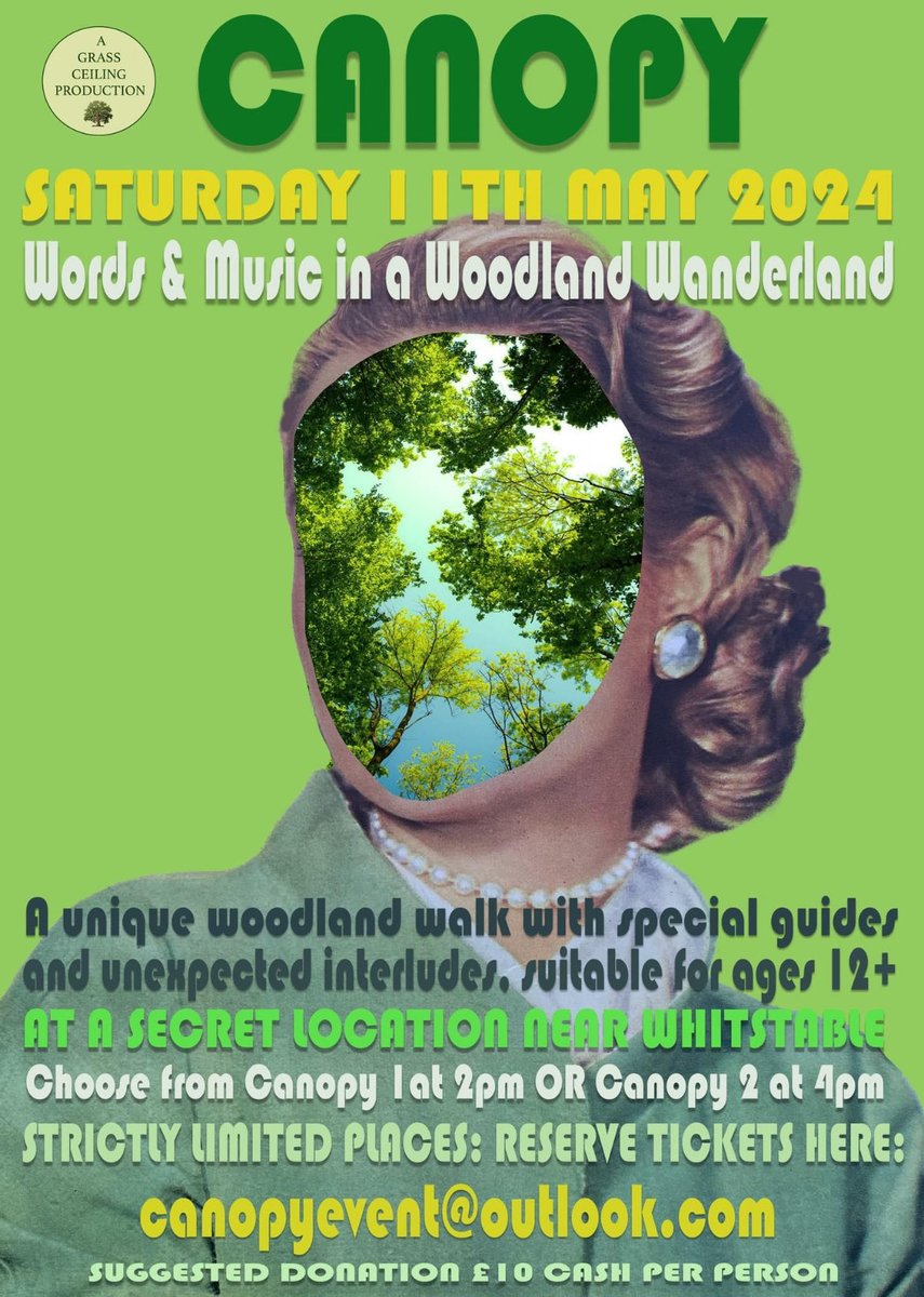 🌳 Join us for a walk in the Kent woods, with a twist… Live words &amp; music, nature appreciation…
🍃 Book via canopyevent@outlook.com
2pm walk is nearly full, availability on 4pm walk. 
🚆 It’s an easy daytrip from London via train - pick-ups available from Whitstable station.