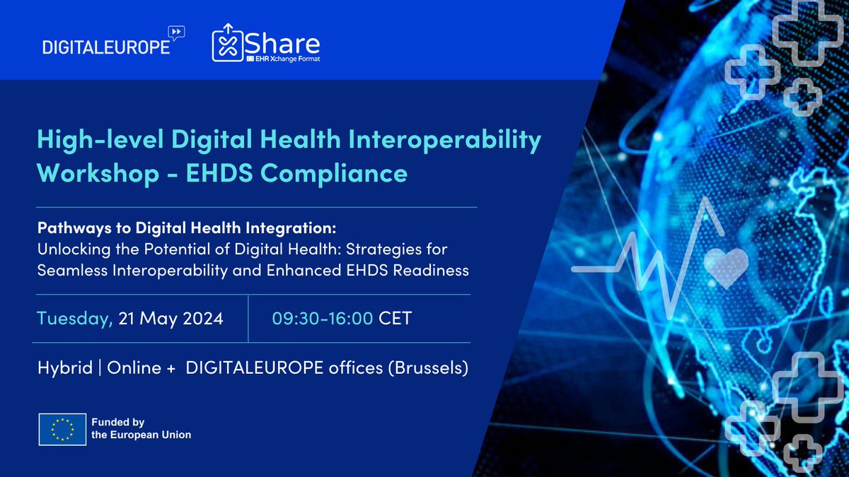 👉 Join us for a high-level workshop on advancing #healthdata interoperability, where we will explore the alignment of national #healthstrategies with #industrysolutions under the #EHDS and #EHRxF frameworks. ➡ Reserve your seat NOW: forms.office.com/e/MdtRkpVMx6 #xShare
