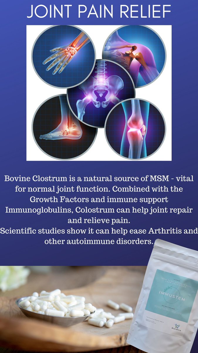 #organic #colostrum is a natural source of #MSM - vital for normal joint function. Helps with #autoimmune disorders such as #arthritis