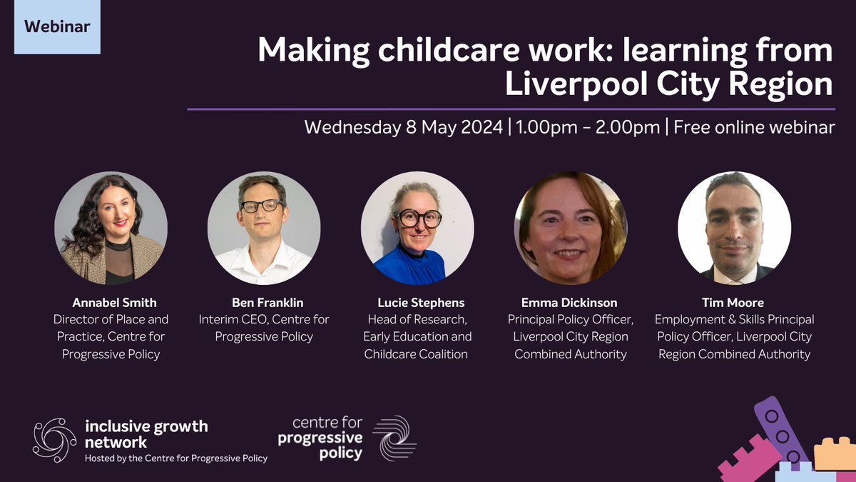 Don't miss out on our upcoming webinar! Join the conversation on early years and childcare provision's impact on productivity, gender pay gap and inclusive growth for improving life outcomes 🎟️Register now: eventbrite.co.uk/e/making-child…